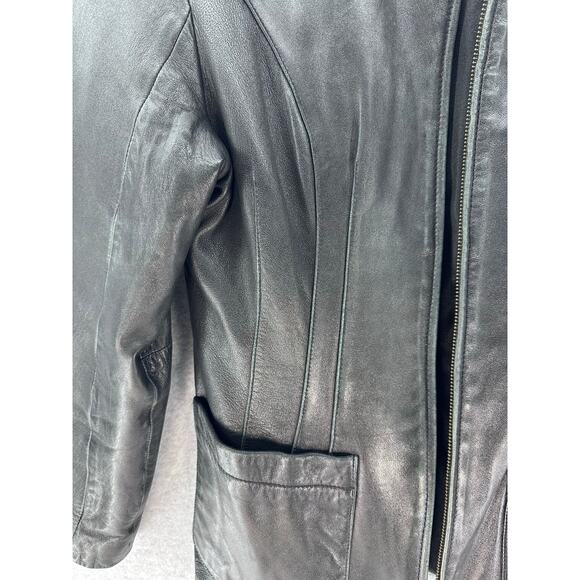 VTG Pelle Studio by Wilson's Leather Womens sz M Black Leather Zipup Jacket SOFT - Picture 5 of 13